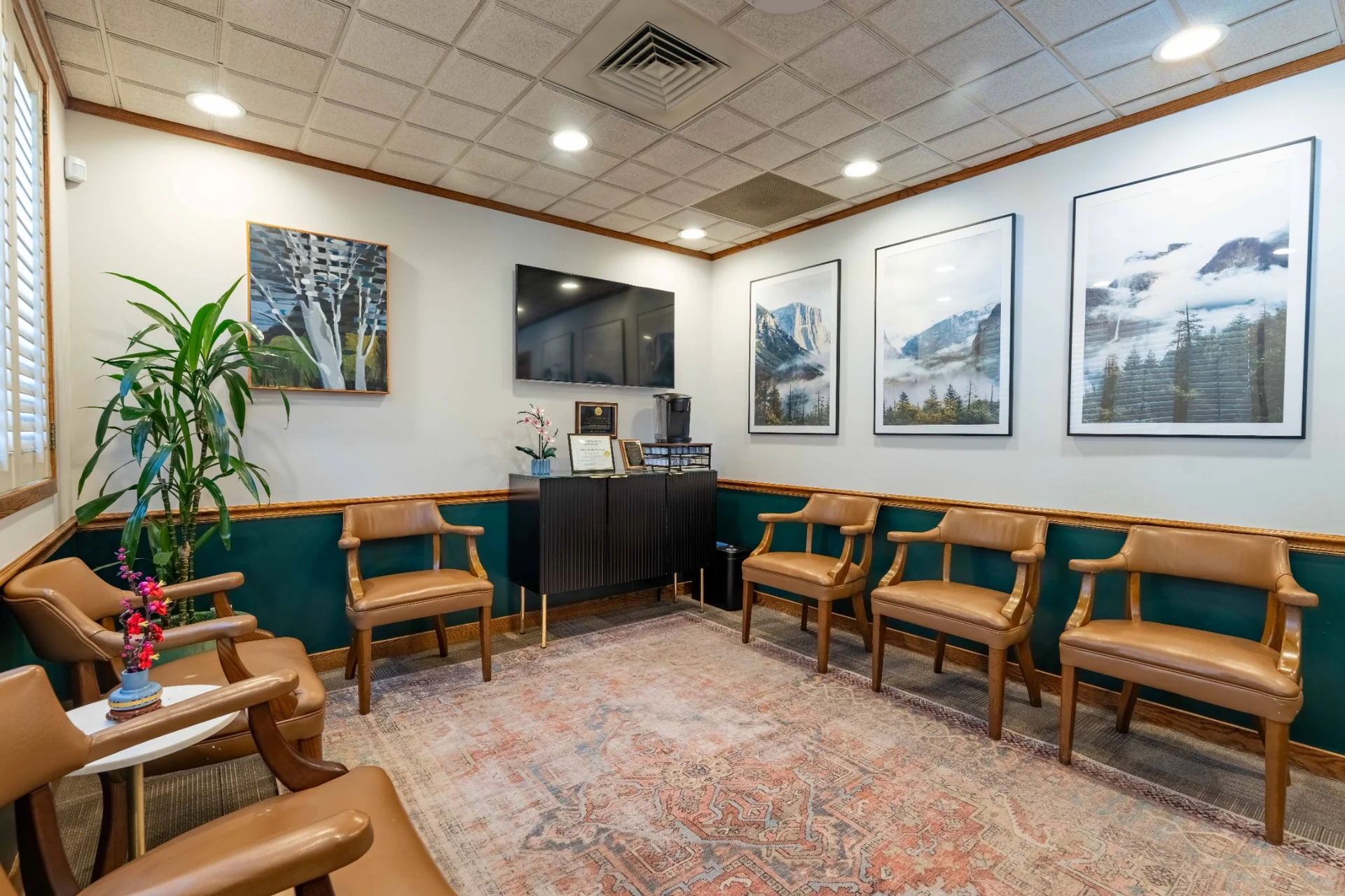 Comfortable dental office waiting room